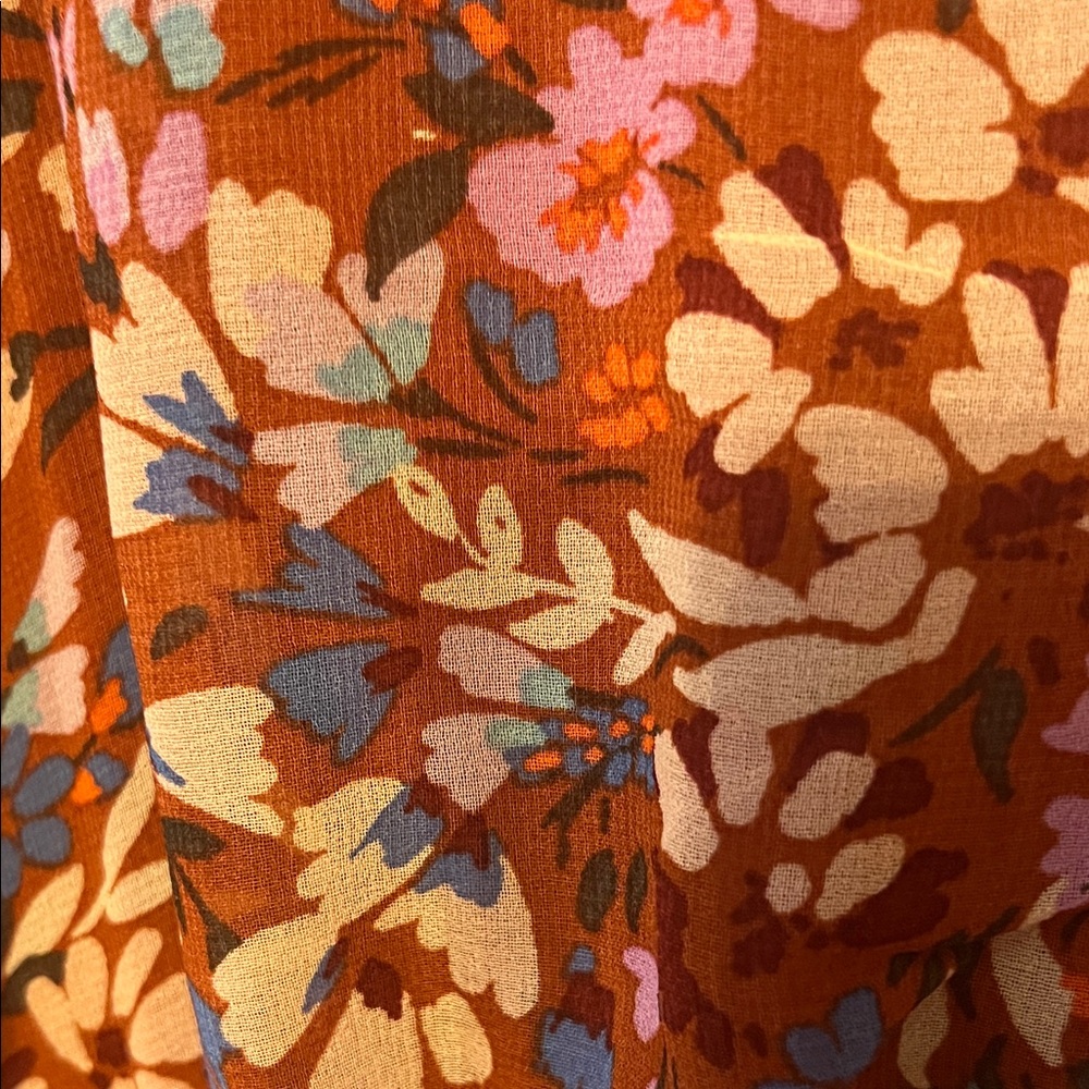 MSK Women's XL Rust Feminine Floral Dress with 3/4 length sleeves NWT - Picture 7 of 7